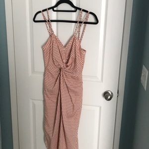 Zara Woman, XS, gingham orange and white